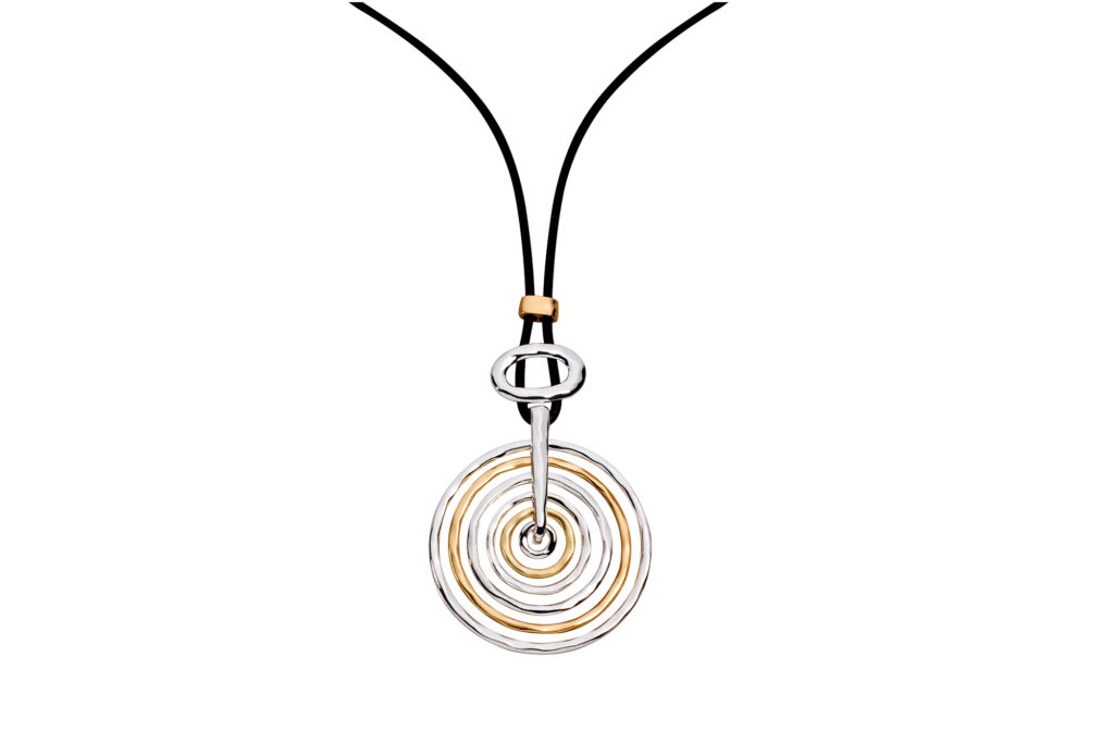 Dual Tone Circle Pendant Necklace