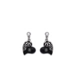 Grey silver heart earrings