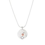 Silver Circle Necklace with Rose Pendant Design Market12