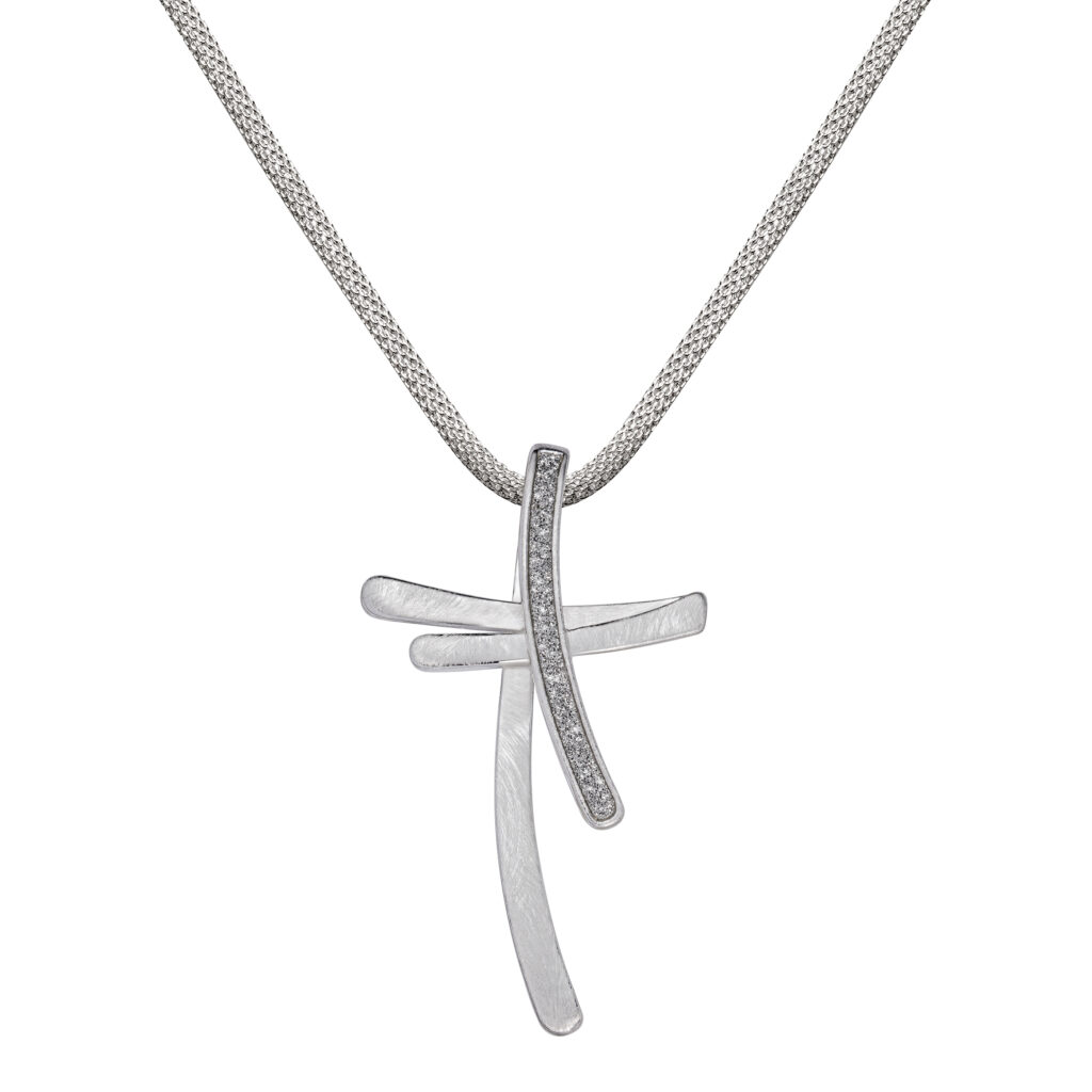 Double Cross with Glitter Necklace