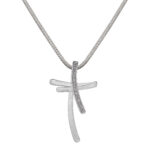 Silver Double Cross Necklace with Glitter Finish | Market12